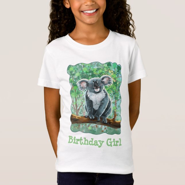 T-Shirt Avant et arrière Koala Ours Anniversaire Fille (Devant)