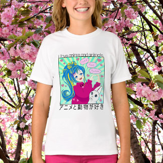T-shirt avec anime girl et lapin.