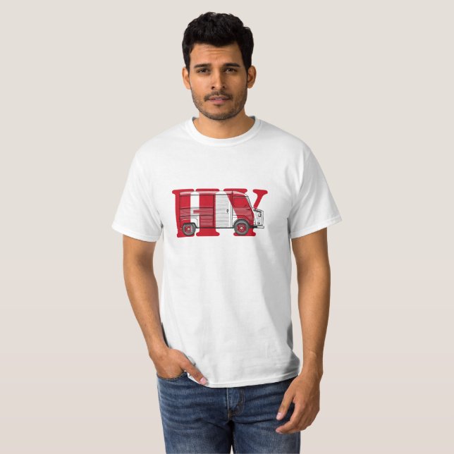 T-shirt avec Citroën HY Bus Texte rouge (Devant entier)