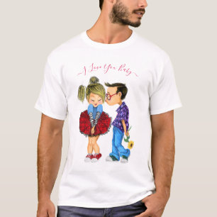 T-shirt avec couple romantique - Je t'aime