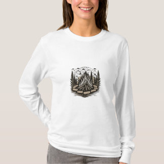 T-shirt avec croquis de feu de camp