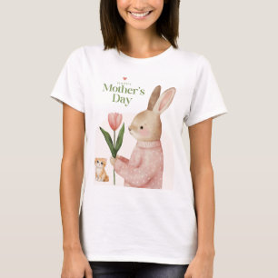t-shirt avec design de chat et de lapin