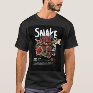 t-shirt avec design de serpent & chat mignon