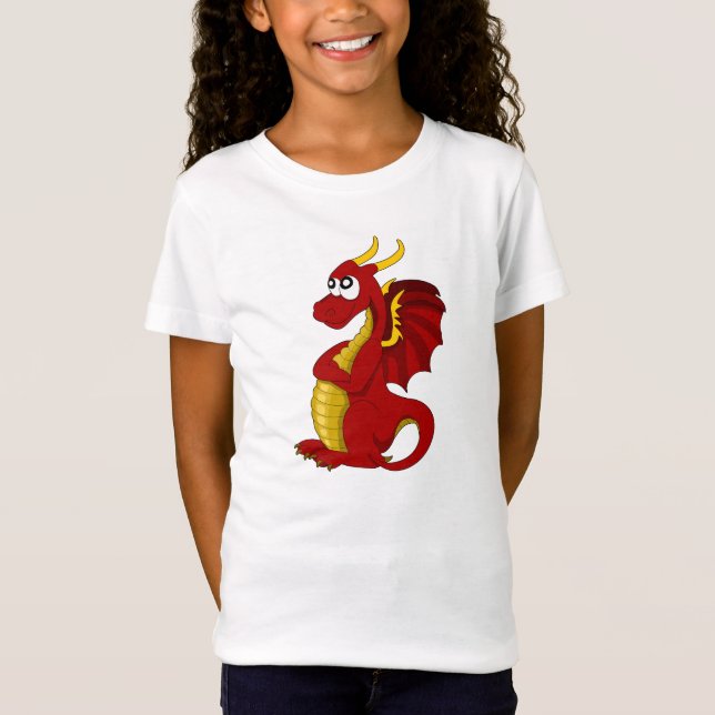 T-shirt avec dessin animé de dragon (Devant)