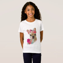 T-shirt avec dessin d'art floral français bulldog