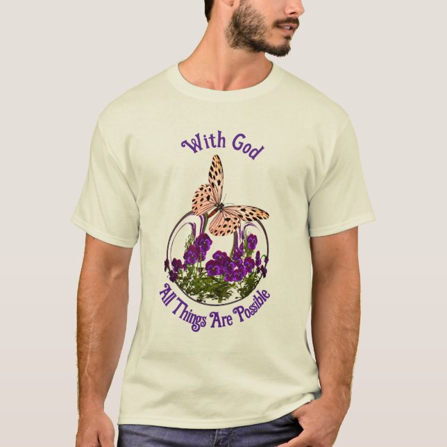 T-shirt Avec Dieu Papillon Fleur Art Inspiration (Devant)