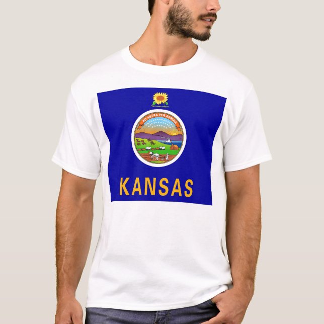 T-shirt avec drapeau de l'état du Kansas USA (Devant)