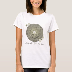 T-shirt avec fleur de vie et fleurs, vert, fleur