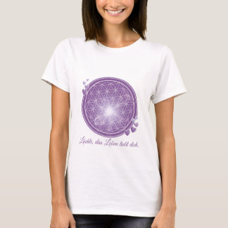 T-shirt avec fleur de vie & fleurs, lilas, cœur