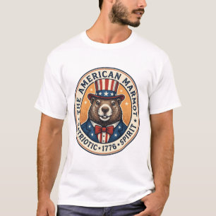 T-shirt avec gravure vintage de marmotte patriotiq