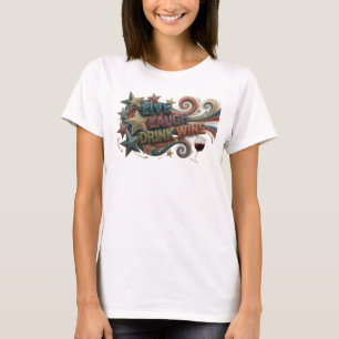 T-shirt avec le slogan rose vif LIVE LAUGH DRINK W