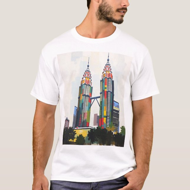 T-Shirt Avec Les Tours Petronas En Malaisie (Devant)