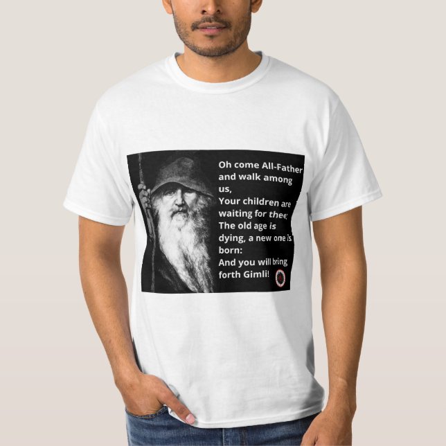 T-shirt avec l'image d'Odin et le texte, un logo (Devant)