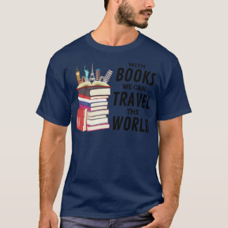 T-shirt Avec Livres Nous Pouvons Voyager Dans Le Monde