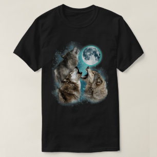 T-shirt avec loups hurlant sous la pleine lune en