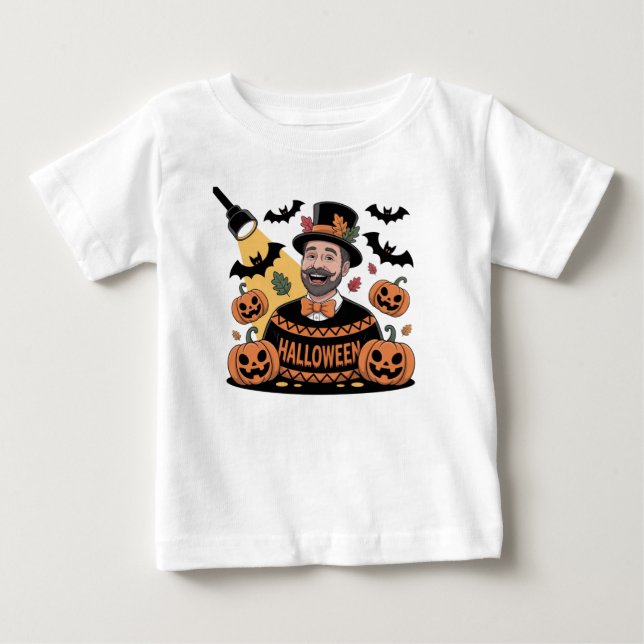 T-shirt avec motif citrouilles, chauves-souris et  (Devant)