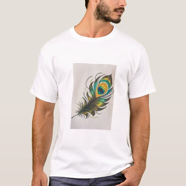 T-shirt avec motif en plumes (Devant)