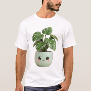 T-Shirt avec plante d'intérieur Monstera Kawaii