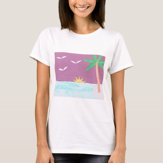 T-shirt avec scène d'île (Devant)