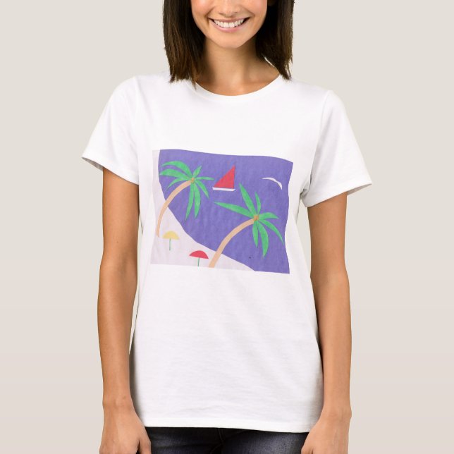 T-shirt avec scène d'île (Devant)