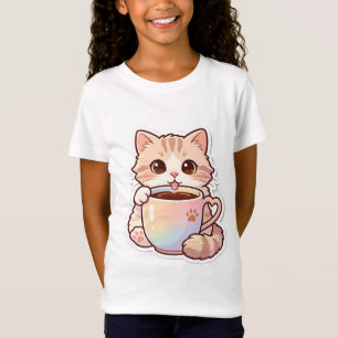 T-shirt avec un chat adorable kawaii dans une tass