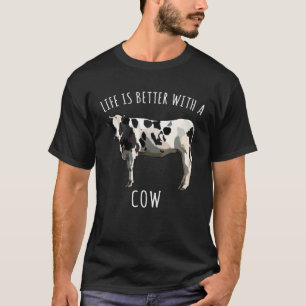 T-shirt Avec une vache noire et blanche animal de ferme
