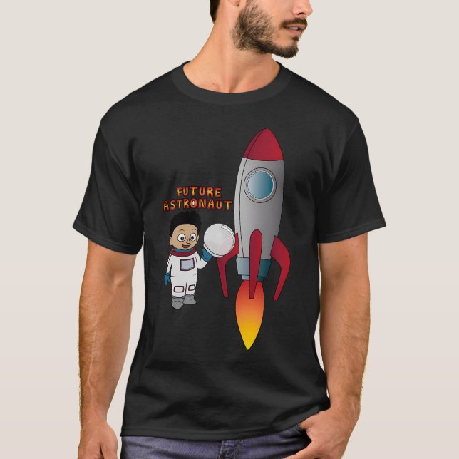 T-shirt 'Avenir Astronaute' Avec Rocket (Afro) (Devant)