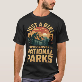 T-shirt Aventure de randonnée en plein air Juste une fille