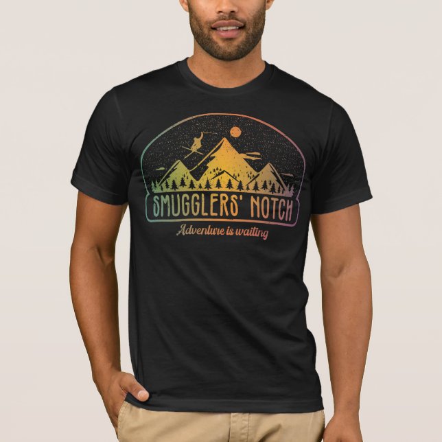 T-shirt Aventure de ski de fond pour contrebandiers rétro (Devant)
