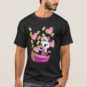 T-shirt Aventure de voyage pour enfants de bateau de chat