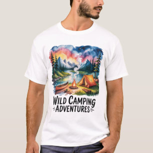 T-shirt Aventures de camping sauvage Design aquarelle