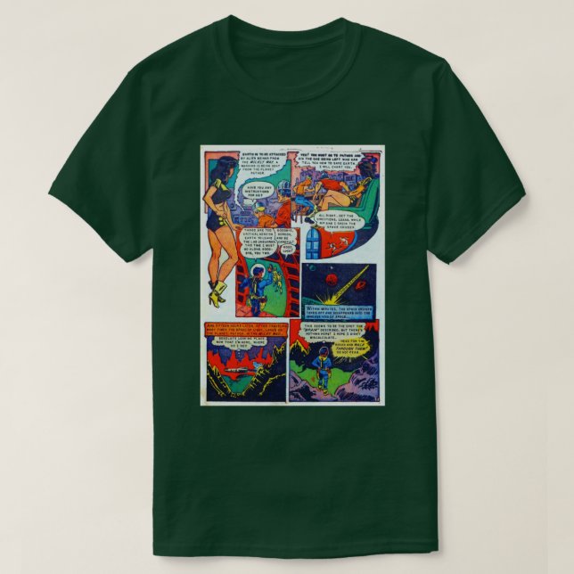 T-shirt Aventures spatiales bande dessinée scène rétro est (Design devant)