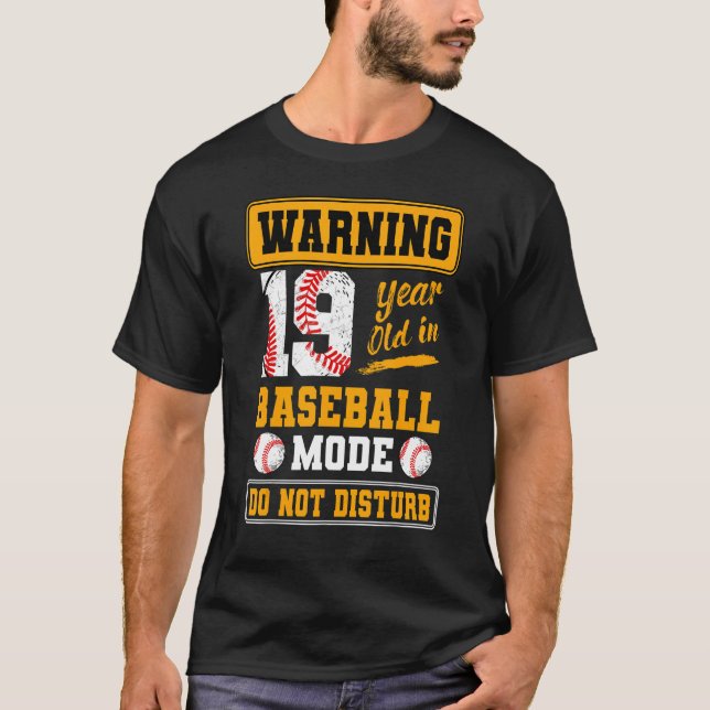 T-shirt Avertissement 19 Ans En Mode Baseball Ne Dérangez  (Devant)