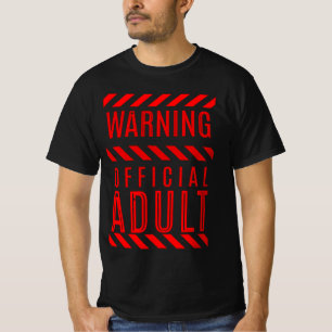 T-shirt Avertissement Adulte officiel, 18e anniversaire