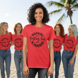 T-shirt Avertissement Besties Voyage en cours Noir sur Rou