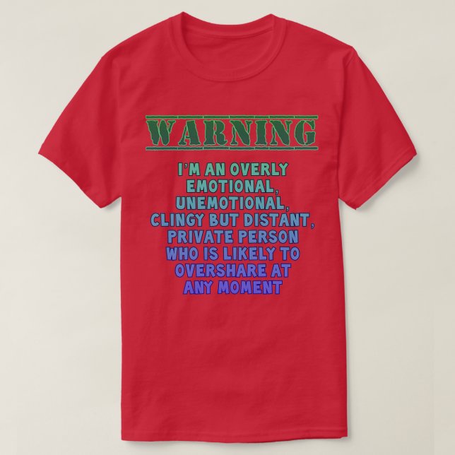 T-shirt Avertissement de personnalité (Design devant)