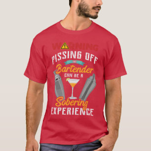 T-shirt Avertissement Énerver le Barman Drôle Sarcasme Ba