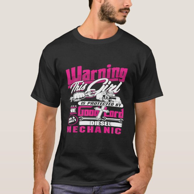 T-shirt Avertissement Fille Lord Wrench Mécanique Diesel C (Devant)