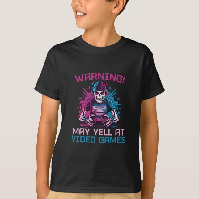 T-shirt Avertissement mai hurler aux Jeux Vidéo Skeleton J (Devant)