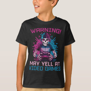 T-shirt Avertissement mai hurler aux Jeux Vidéo Skeleton J