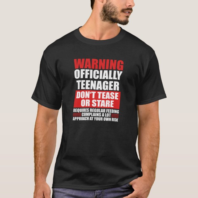 T-shirt Avertissement Officiellement Adolescent (Devant)