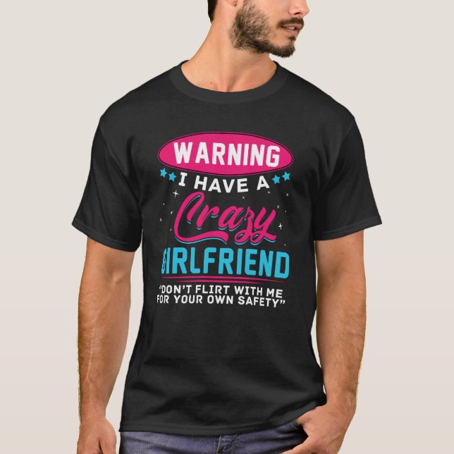 T-shirt Avertissement Petite amie drôle Petit ami (Devant)