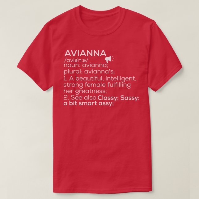 T-shirt Avianna Nom Avianna Définition Avianna Femme Nam (Design devant)