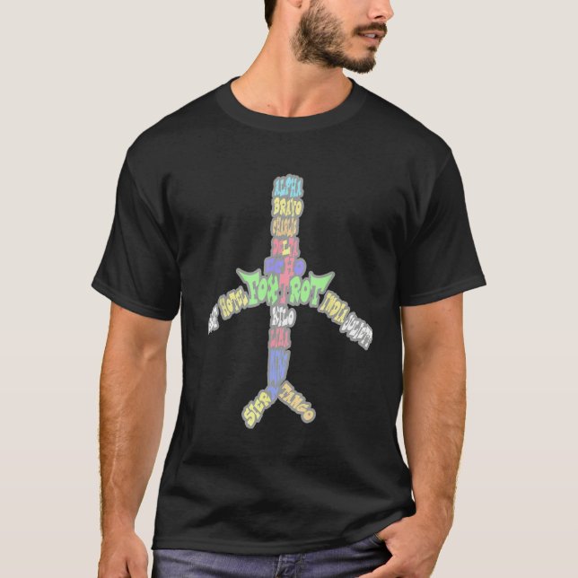 T-shirt Aviation Airplane with Random Words and Letters fo (Devant)