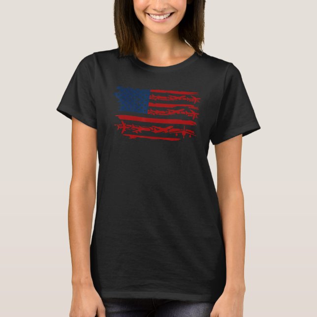 T-shirt Aviator Us Drapeau Avion Pilote Drôle Pour Hommes  (Devant)