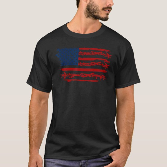 T-shirt Aviator Us Drapeau Avion Pilote Drôle Pour Hommes  (Devant)