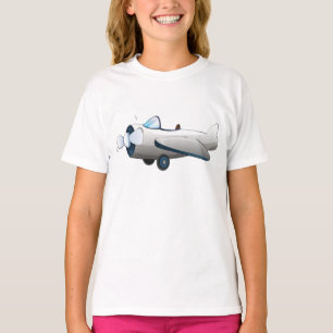 T-shirt Avion à hélice de dessin animé blanc Style Rétro V