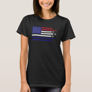 T-shirt Avion American Flag Pilote Aviation Vétéran 4e