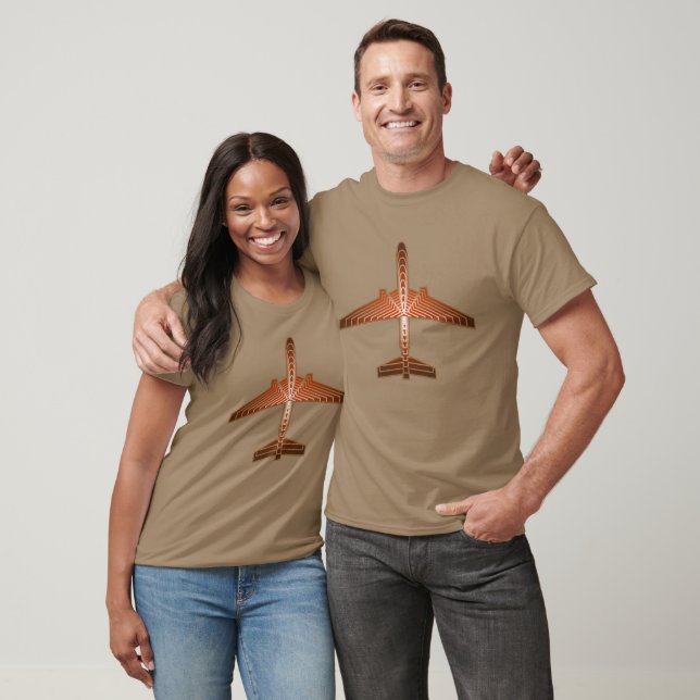 T-shirt Avion Art Déco, Bronze, Or et Rust Brown (Unisexe)