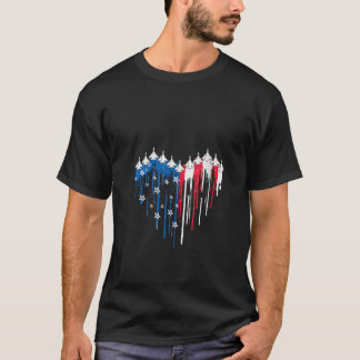 T-shirt Avion d'avion de chasse rétro féminin Drapeau amér
